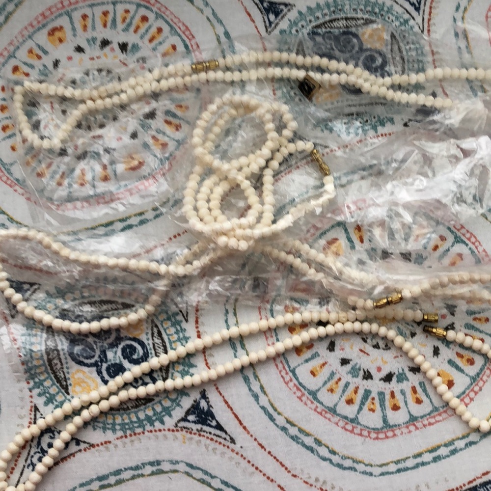 white seed bead strands with clasp